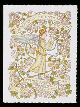 Angel Playing a Horn, a greeting card, by Marcus Ward & Co. England c.1897