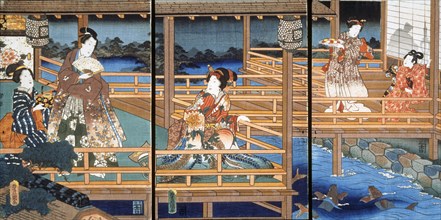 Illustration of a scene from Genji Monogatari, by Utagawa Kunisada. Woodblock print. Japan, 19th century