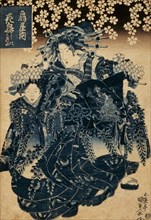 The Courtesan Hanaogi of Ogi-ya with Attendants Yoshino and Tatsuta, by Utagawa Kunisada