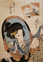 The Chapter 'Asagao', from the Genji in Edo Style series, by Kikukawa Eizan. Japan, 19th century