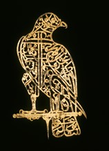 Emblem for a Standard in the form of a calligraphic falcon on a perch. Delhi, India , 17th century A.D.
