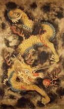 Dragon Amongst Clouds Chasing The Flaming Pearl. Korea, 19th century