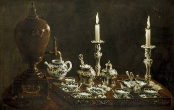 Tea service on tray. England, late 18th century