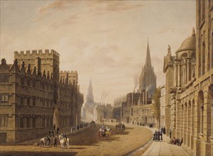 High Street, Oxford, by Augustus Charles Pugin. England, 19th century
