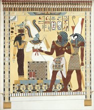 Seti I being conducted by Horus into the presence of Osiris. Luxor, Egypt, 19th century