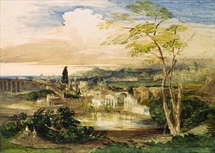 Rome from Borghese Gardens, by Samuel Palmer. Italy, early 19th century