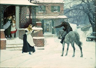 Greeting The Postman. Britain, 19th century