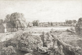 View of East Bergholt over the kitchen of Golding Constable's House, by John Constable. England, early 19th century