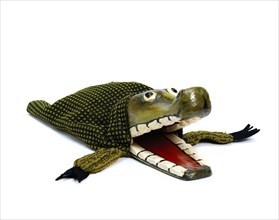 Glove puppet of a crocodile, by Fred Tickner. England, late 20th century