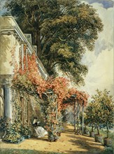 Garden in the front of Mr Robert VerNn's House at Twickenham, by J.J. Chalon. England, 18th-19th century