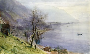View above Montreux, by John William Inchbold. Montreux, Switzerland, 19th century