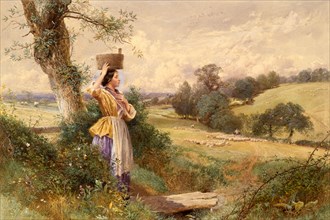 The Milkmaid, by Myles Birket Foster. England, 19th century