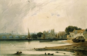 Lambeth Palace and Westminster Bridge, by F.L.T. Francia. London, England, 19th century