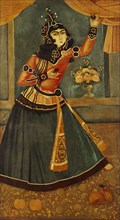 Lady Dancing and Playing Castanets. Iran, Qajar dynasty, 19th century
