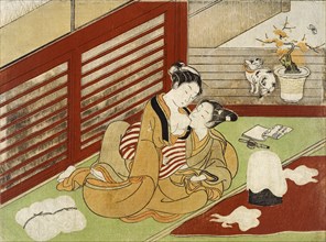 Love Interupts The Making of Silk, by Isoda Koryusai. Japan, 18th century