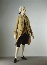 Dress coat and waistcoat. England, late 18th century