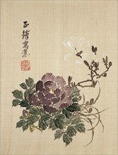 Large Purple Flower and Foliage, by Seikibo. Japan, 19th century