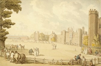 A View of Hampton Court Palace, by Thomas Rowlandson. England, 18th-19th century