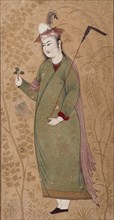 A dervish holding a leaf, by Afzal-al-Mussairi. Iran, mid-17th century