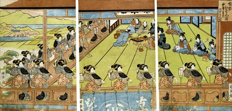 The Ise Ondo Dance at the Restaurant Bizen-ya in Furuichi, by Utagawa Kunikane. Japan, 18th-19th century