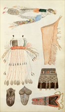 Sketch depicting Nrth American Indian artefacts, Charles Hamilton Smith. England, 19th century