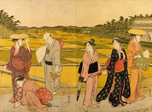 Figures in a Landscape, by Shundio. Japan, 19th century