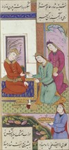 Shakar Before Khusraw, by Ganjavi Nizami. From The Romance of Khusraw and Shirin. Iran, 17th century