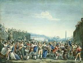 Carnival in Rome, by Bartolomeo Pinelli. Rome, Italy, 19th century