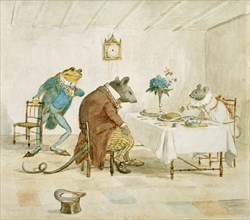 Frog, Rat and Mouse at Table, by Randolf Caldecott. England, 19th century