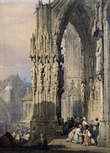 Porch of Ratisbon Cathedral, by Samuel Prout. Germany, 19th century