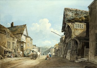 Looking down the High Street, Conway, by John Varley. England, 19th century