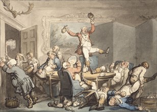 The hunt supper, by Thomas Rowlandson. England, 18th-19th century