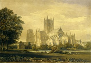 Wells Cathedral, by John Buckler. England, 19th century