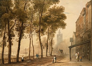Cheyne Walk, Chelsea, by John Varley. London, England, 19th century
