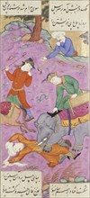 Khusraw Defeats Bahram Chobin, from The Romance of Khusraw and Shirin, by Ganjavi Nizami. Iran, 17th century