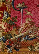 The love trophy, detail from the tapestry at Osterley Park House. London, England, 18th century