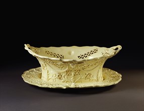 Basket and stand. Leeds, England, late 18th century