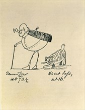Edward Lear at 73½ & his cat Tofs at 16, Edward Lear, England, 19th century