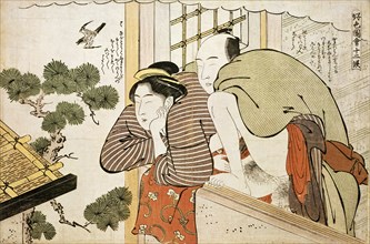 Lovers on a Balcony, by Shuncho. Japan, 1800
