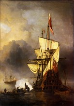 Ship At Anchor, by William Van de Velde. The Netherlands, 17th century