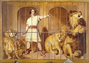 Mr Van Amburgh with trained lions and tigers. Europe, 18th-19th century