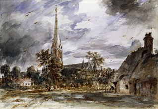 Constable, La cathédrale de Salisbury vue du nord-ouest, et les cottages
