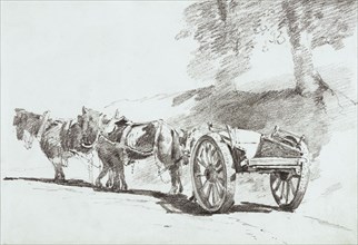 A Cart and Horses in a Lane, by John Constable. England, 1821