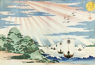Ships entering Tempozan Harbour, by Gakutei. Japan, 19th century