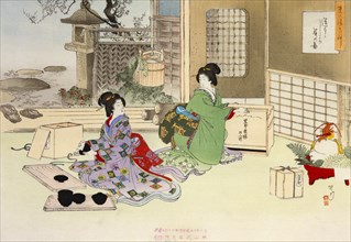 Cleaning the Lacquer Tableware for New Year's Day, by MizuN Toshikata. Japan, 19th-20th century