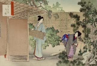 Cleaning the Ceremonial Tea Room and Garden, by MizuN Toshikata. Japan, 19th-20th century