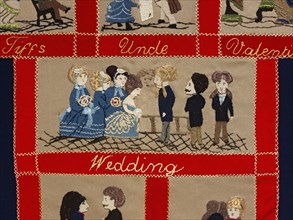 Cover depicting a wedding. England, late 19th century. Londres, Victoria & Albert Museum