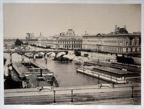 Bisson Frères, Paris, Vue prise du Pont Neuf avec passerelle des Arts et Louvre