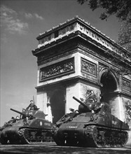 Victory celebration on the Champs-Elysées, Paris (May 8, 1949)
