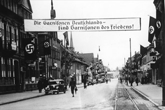 Banderoles de propagande nazie dans les rues de Kehl (1936)
